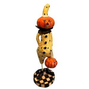 Bethany Lowe CJF Halloween Smiling Jack O' Lantern Pumpkin Head Figure 11 1/2"